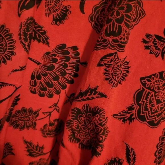 #78 Roaman's Red Black Floral Womens Button Up Shirt, Plus Size 24W - Picture 7 of 9